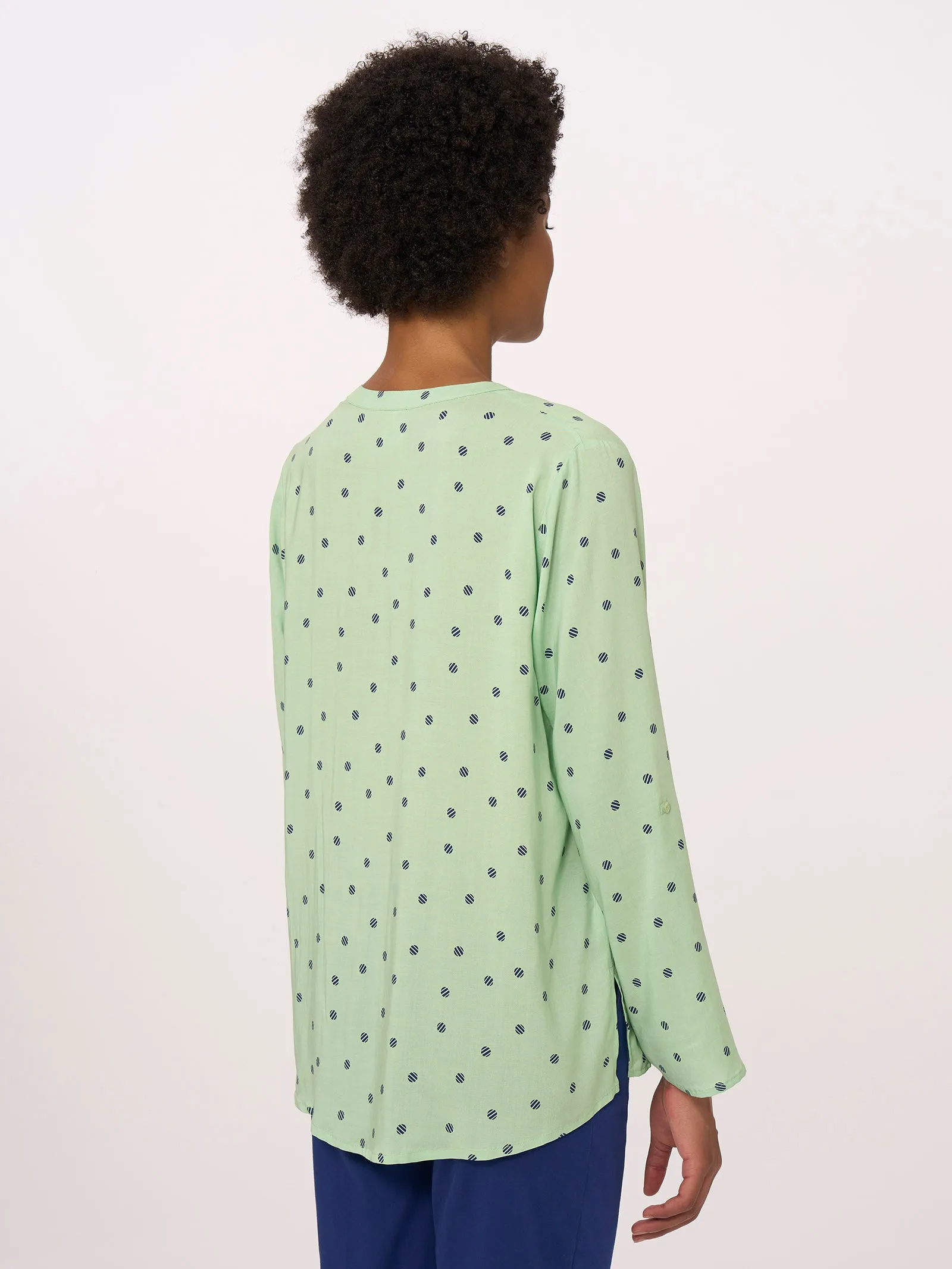 Camicia con collo coreano in Ecoseta - Fant. Quiet Green