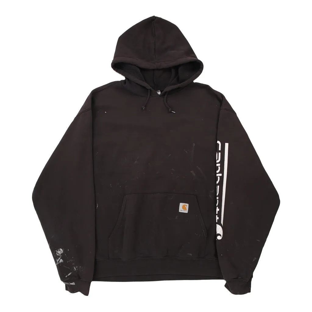 Carhartt Spellout Hoodie - 2XL Black Cotton Blend