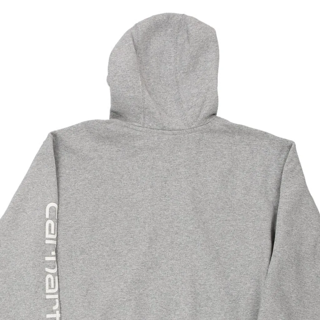 Carhartt Spellout Hoodie - Medium Grey Cotton Blend