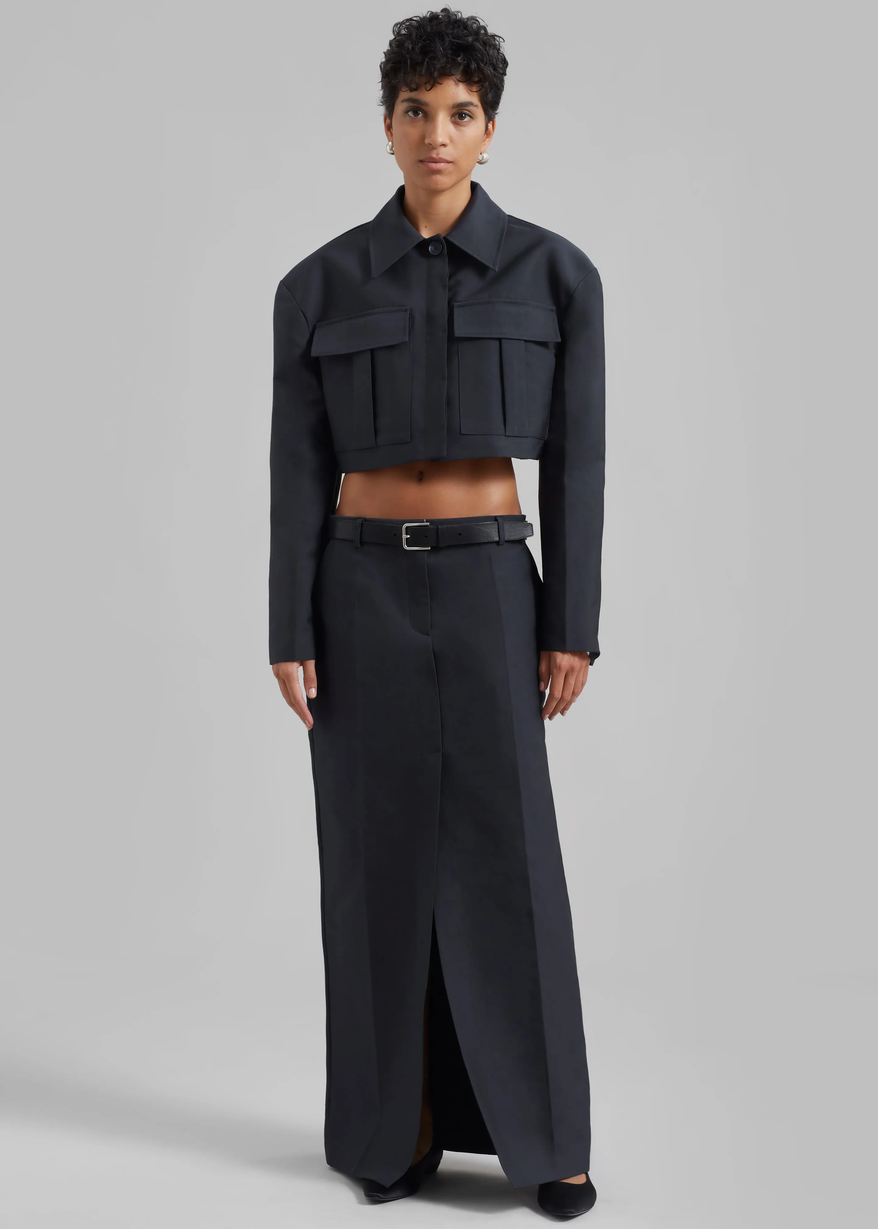 Carley Cropped Jacket - Charcoal