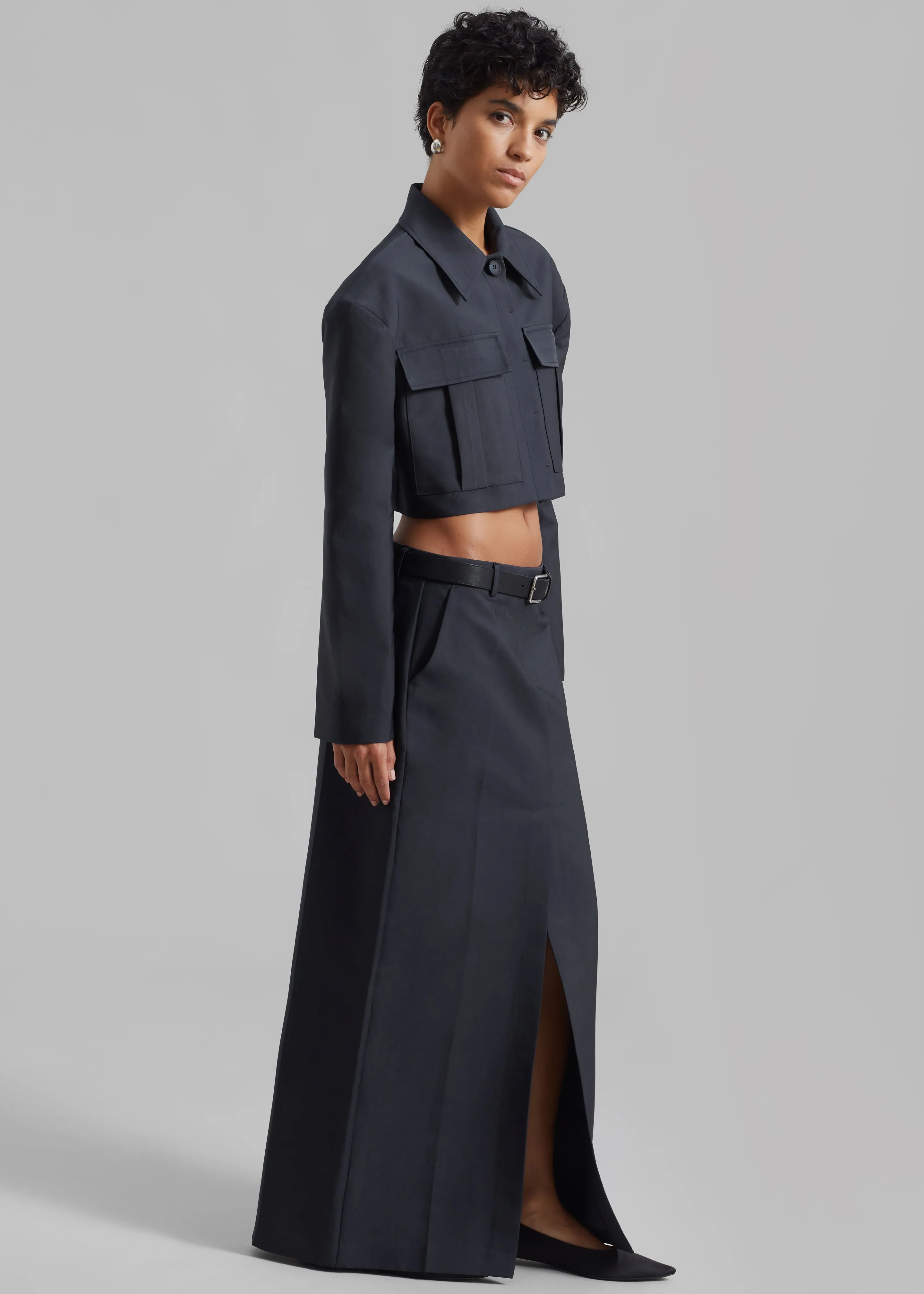 Carley Cropped Jacket - Charcoal