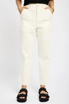 Carrot Leg Stretch Jeans in Milk