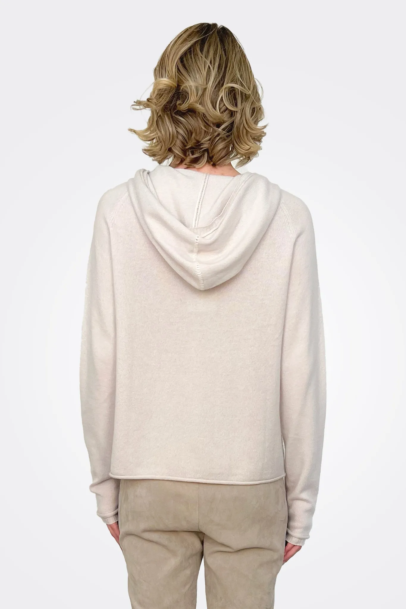 Cashmere Button Closure Hoodie - Stone