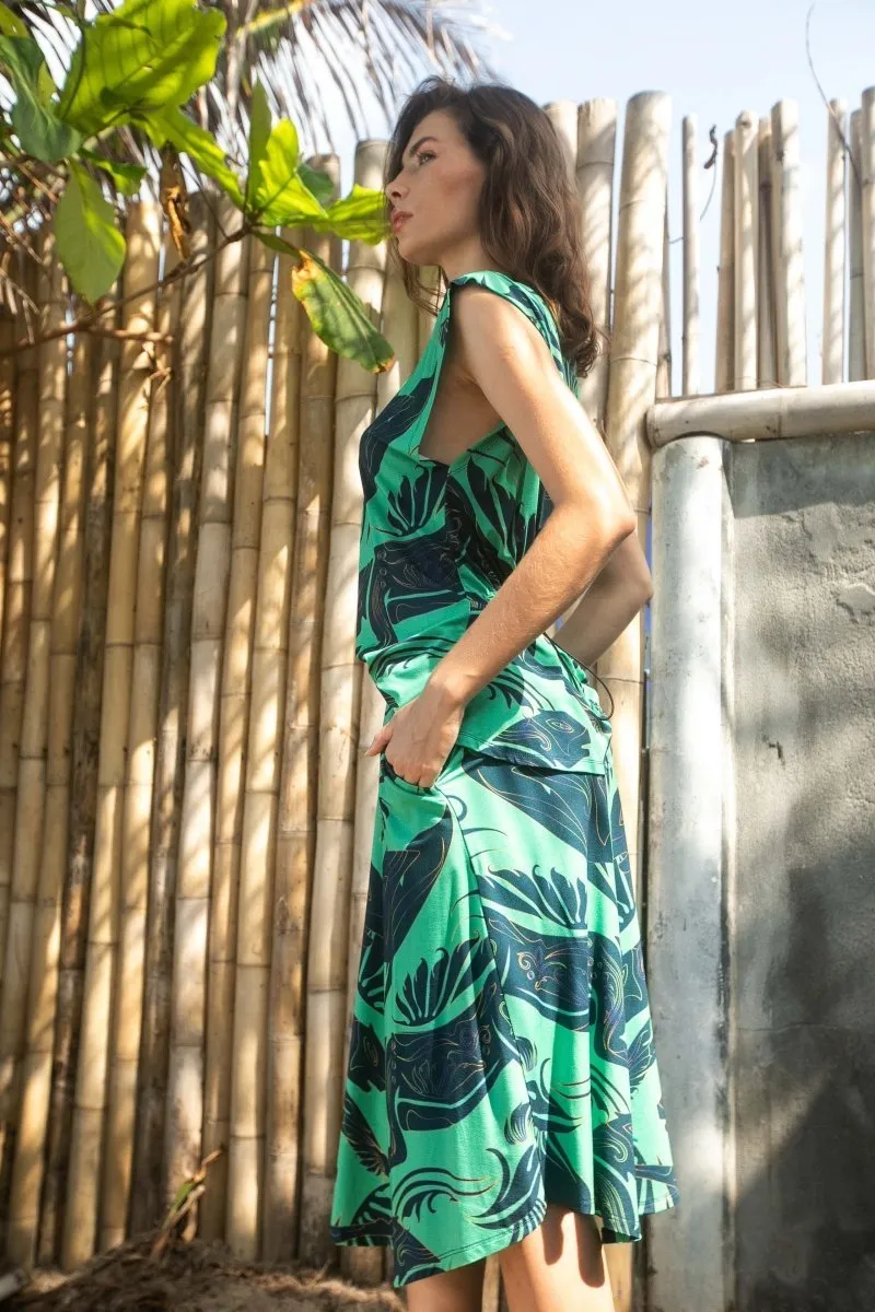 Cats Green Neon Skirt