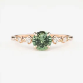 Celeste Ring 0.85ct Light Green Montana Sapphire, 14K Rose Gold (One of a kind)