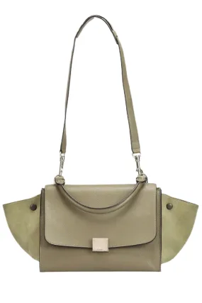 CELINE TRAPEZE SMALL SUEDE AND LEATHER TOTE BAG