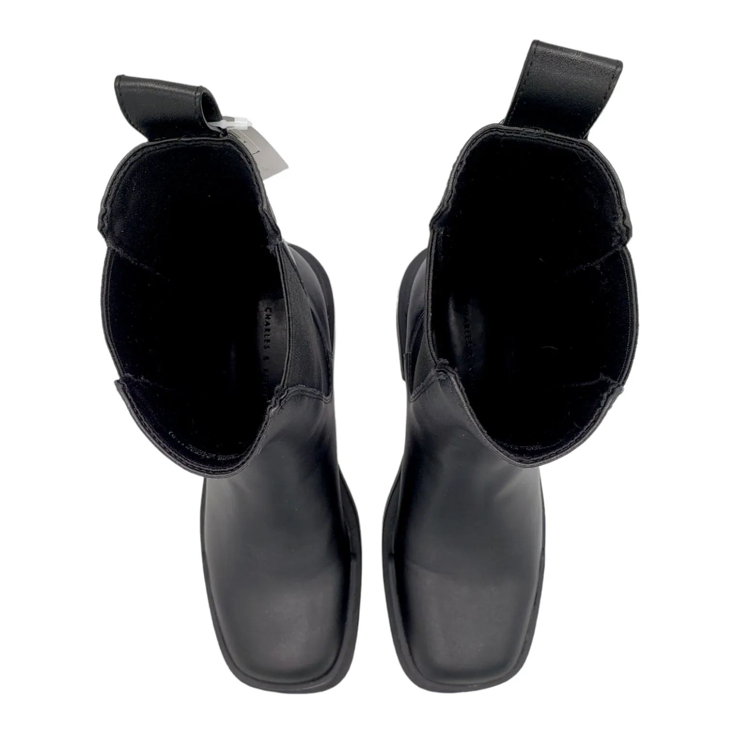 Charles & Keith Chunky Black Chelsea Ankle Boots