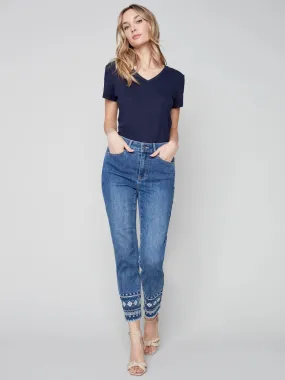 Charlie B Embroidered Hem Jeans