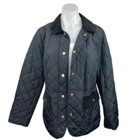 Charter Club Navy Corduroy Trim Snap Buttons Quilted Pockets Puffer Jacket Sz M