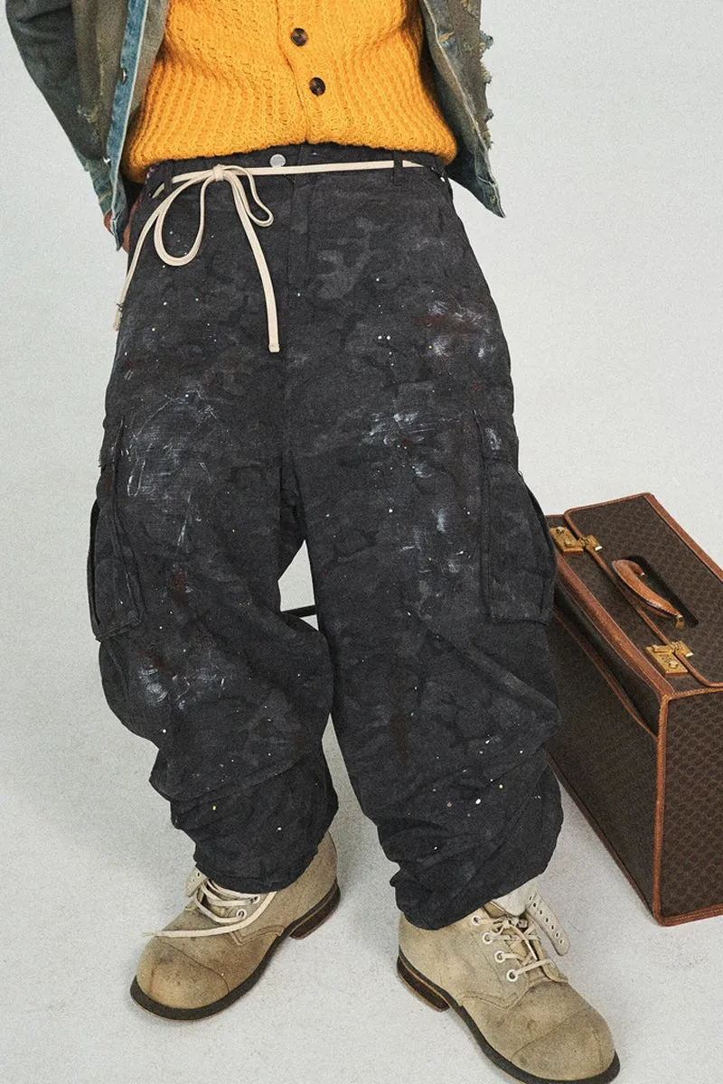 Checkered Distressed Baggy Cargo Pants