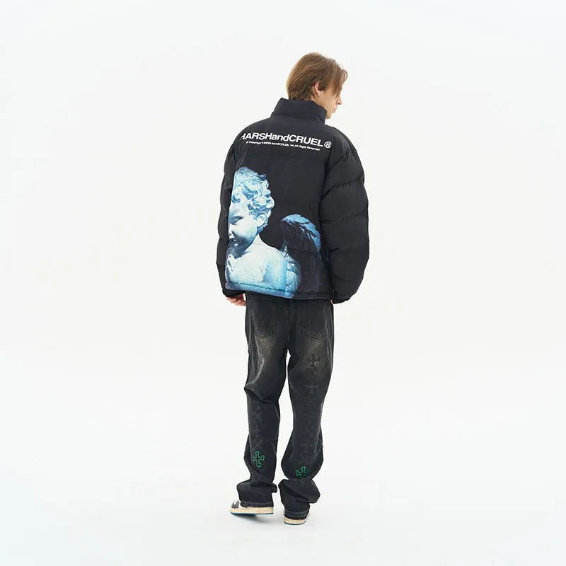 Cherub Sculpture Printed Down Jacket