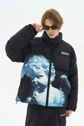 Cherub Sculpture Printed Down Jacket