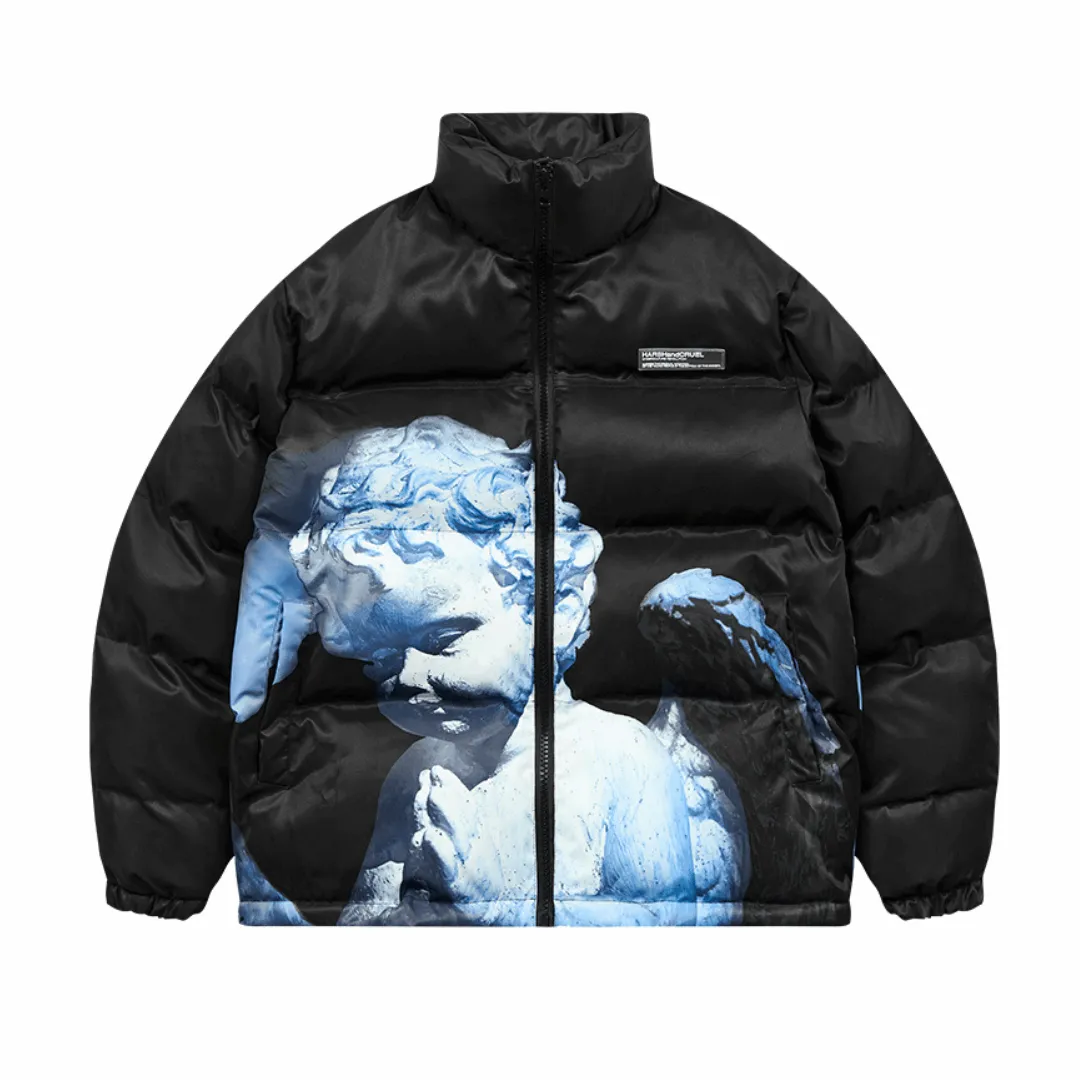 Cherub Sculpture Printed Down Jacket