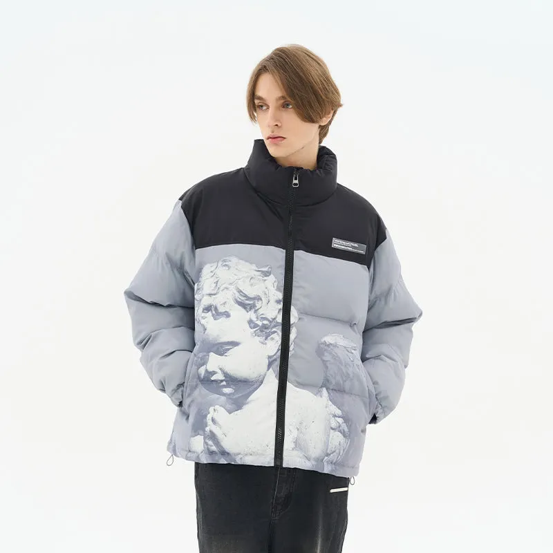 Cherub Sculpture Printed Down Jacket