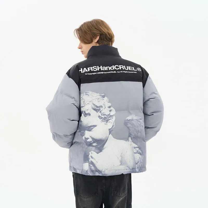 Cherub Sculpture Printed Down Jacket