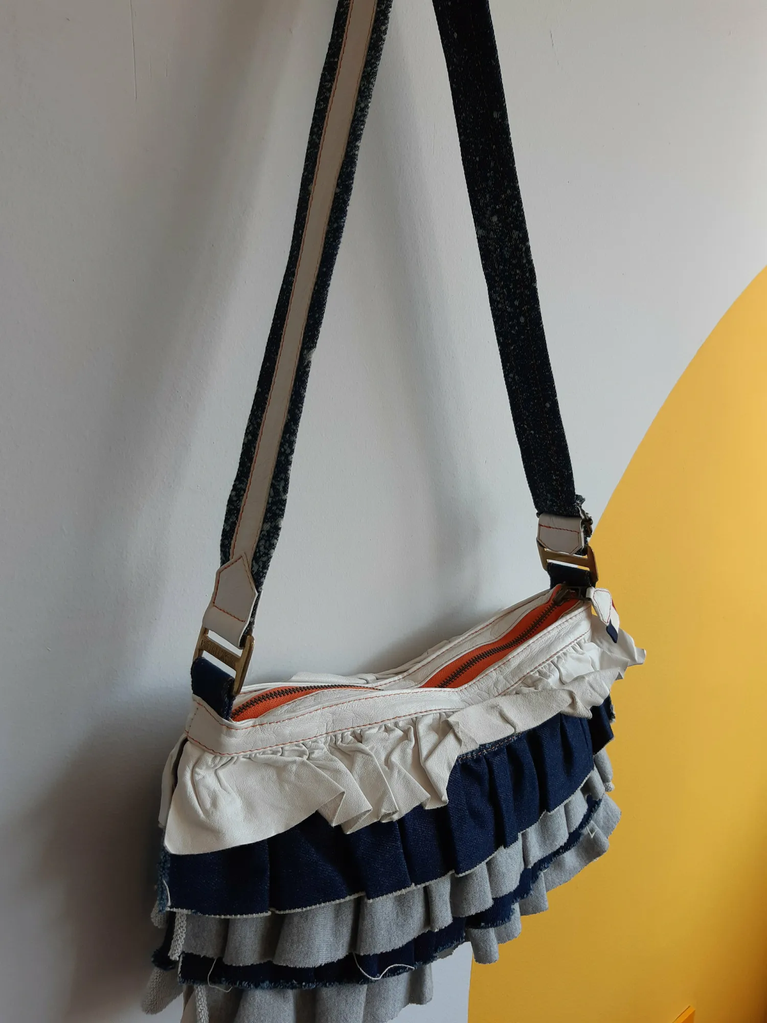 Chick on a mission, leather shoulder bag