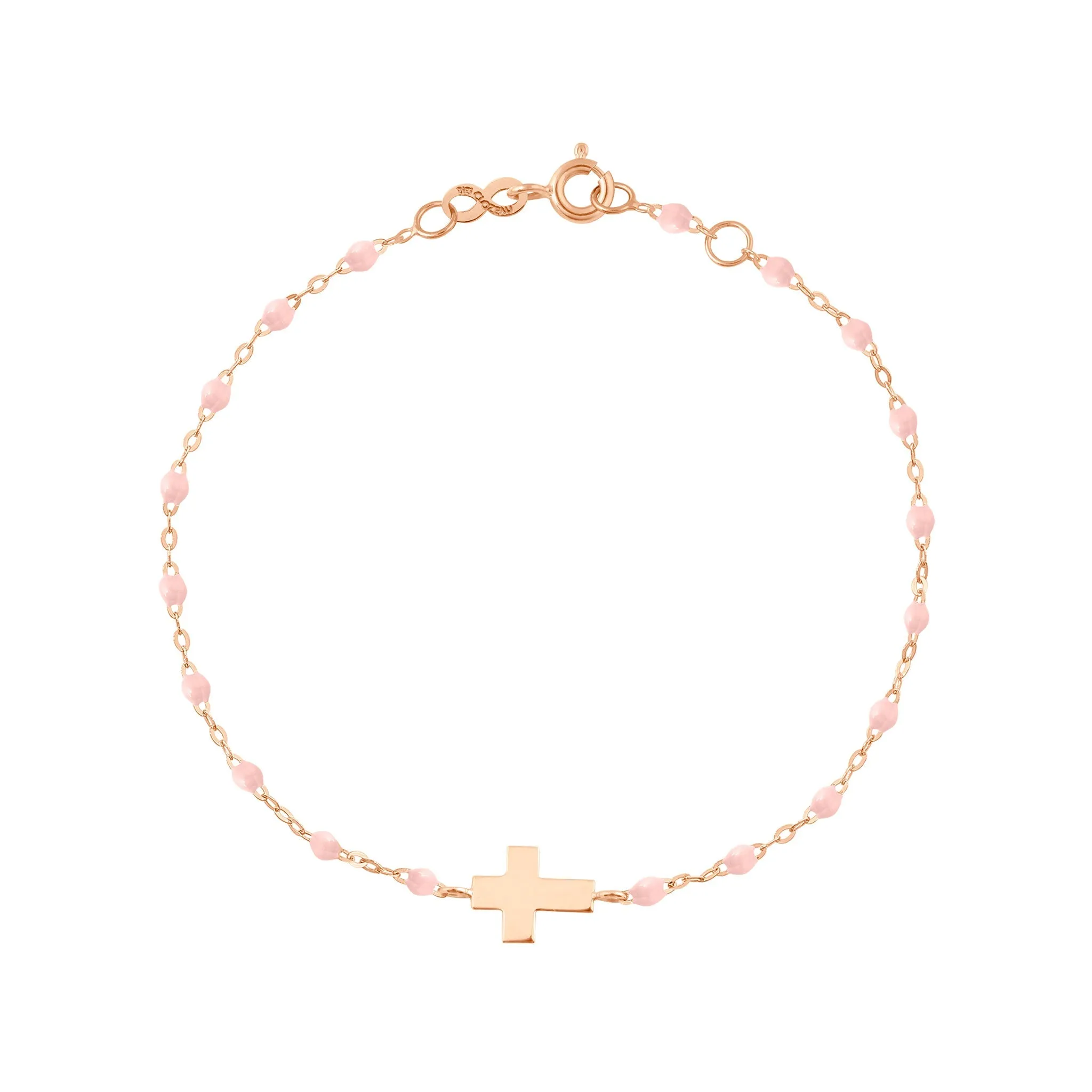 Child Cross Charm Classic Gigi Baby Pink bracelet, Rose Gold, 5.9