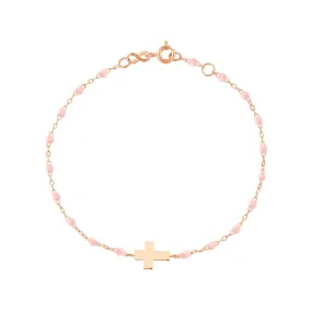 Child Cross Charm Classic Gigi Baby Pink bracelet, Rose Gold, 5.9