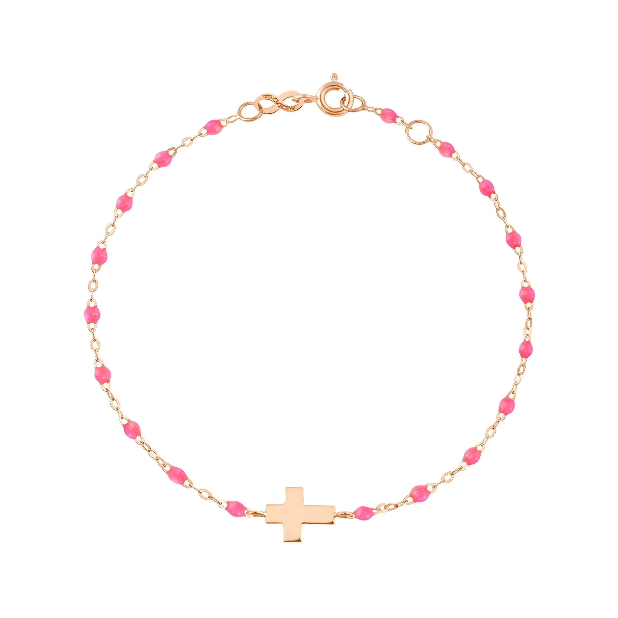 Child Cross Charm Classic Gigi Pink bracelet, Rose Gold, 5.9