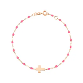 Child Cross Charm Classic Gigi Pink bracelet, Rose Gold, 5.9