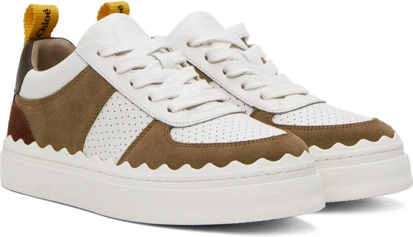 Chloé White & Brown Lauren Sneakers