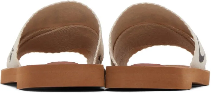 Chloé White Woody Flat Mules