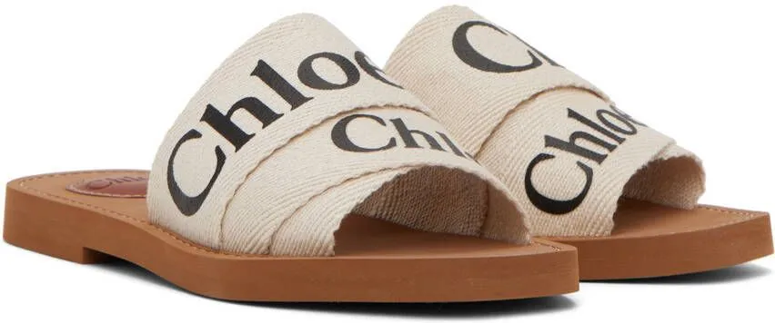 Chloé White Woody Flat Mules