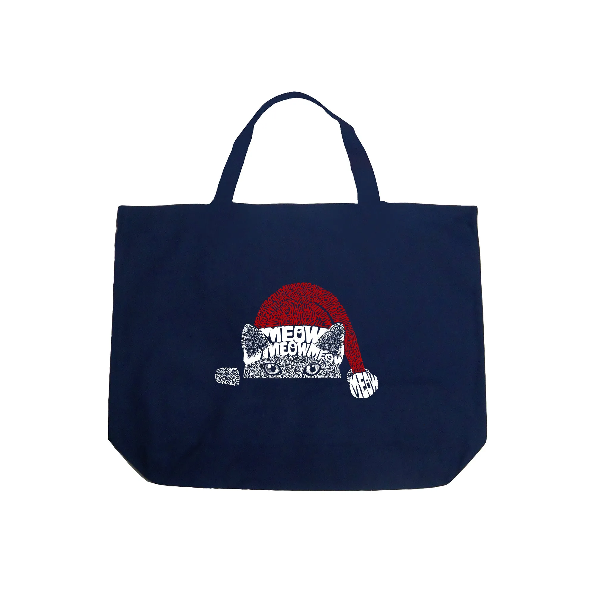Christmas Peeking Cat - Large Word Art Tote Bag