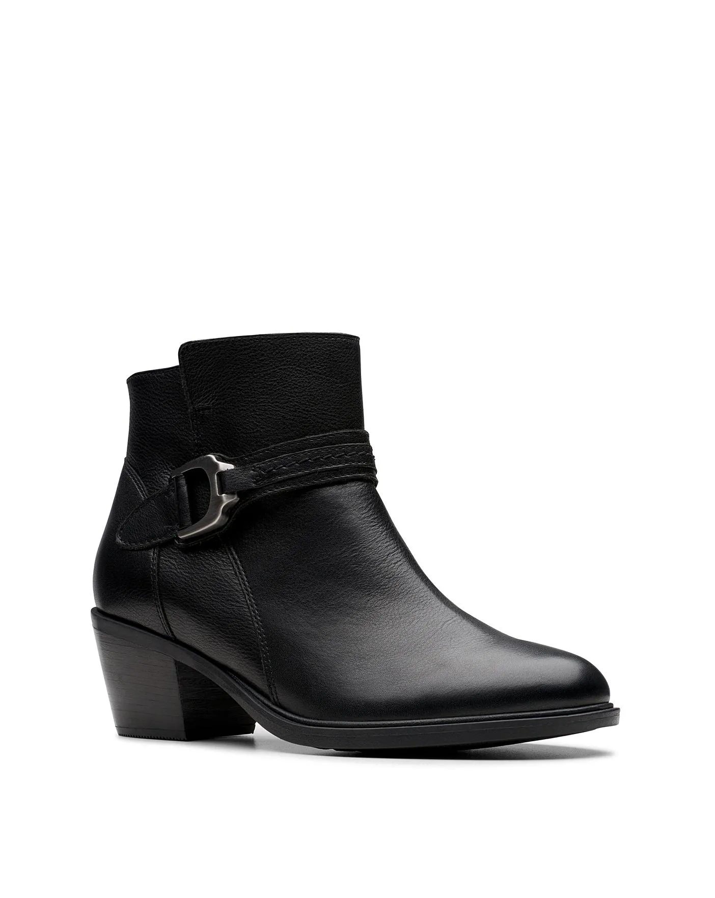 Clarks Neva Buckle Leather Boot Wide Fit