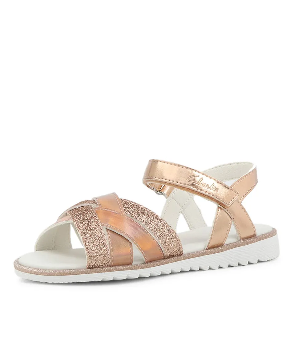 CLARKS Yulia Jnr Rose Gold Sandals