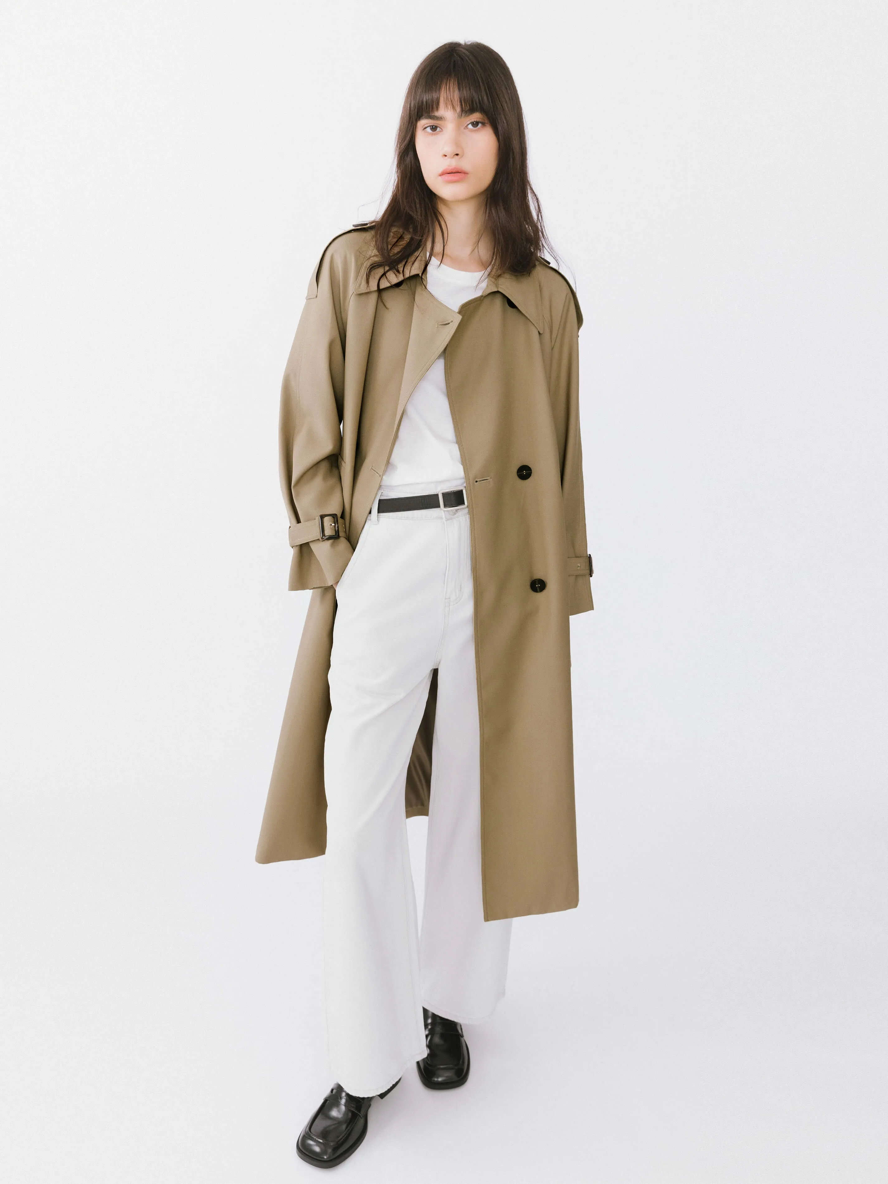 Classic Belted Double Breasted Trench Coat