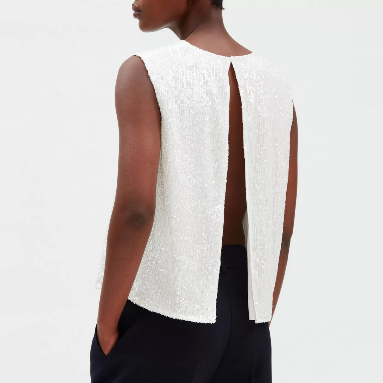 CLAUDIE PIERLOT The Sustainable Edit Beau Sequin Embellished Sleeveless Top - Clear