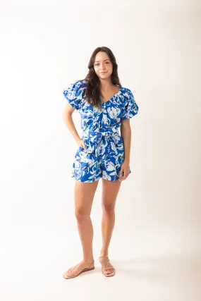 Cleobella Thalia Romper - Azure Print