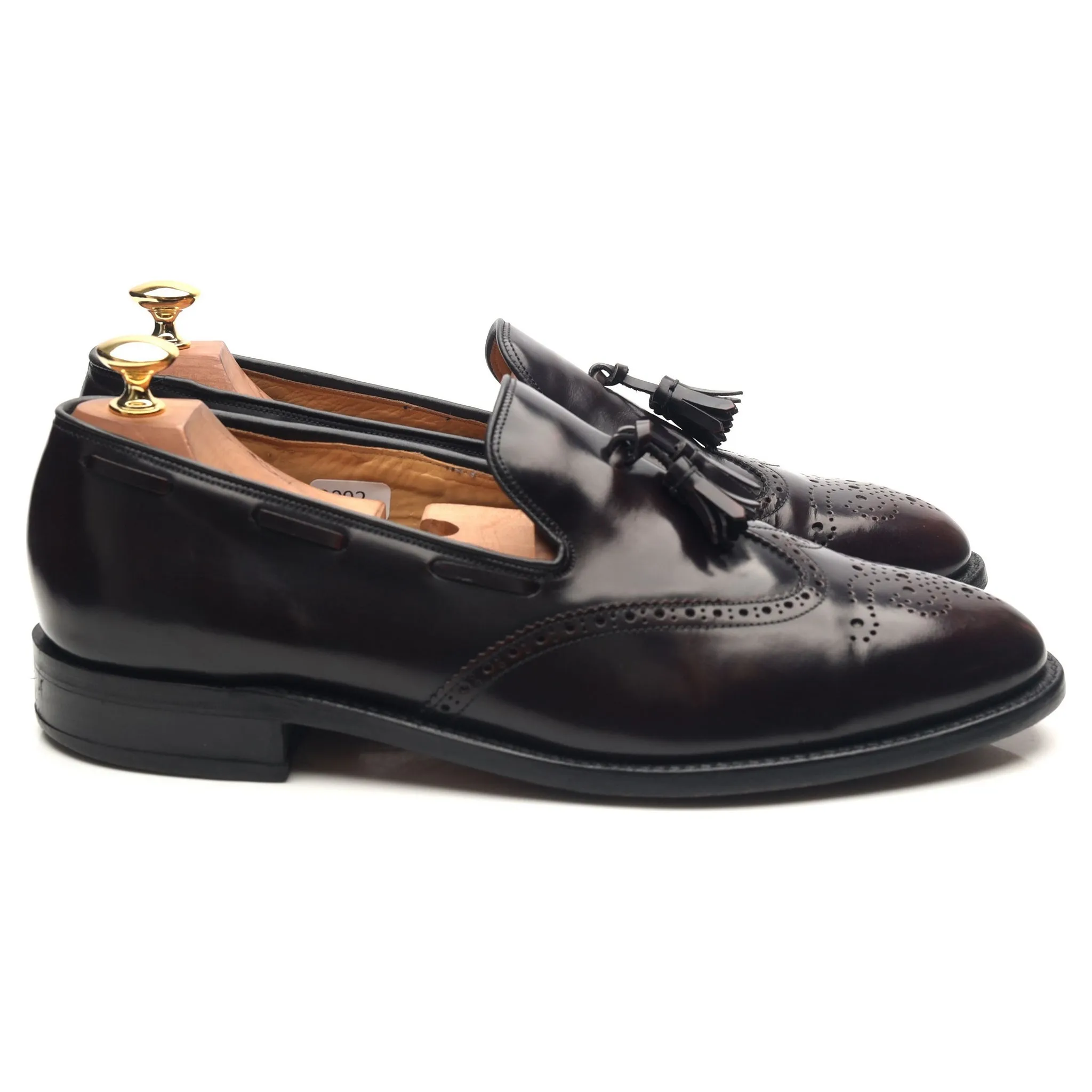 'Clive' Burgundy Leather Wing Cap Tassel Loafers UK 9.5 G