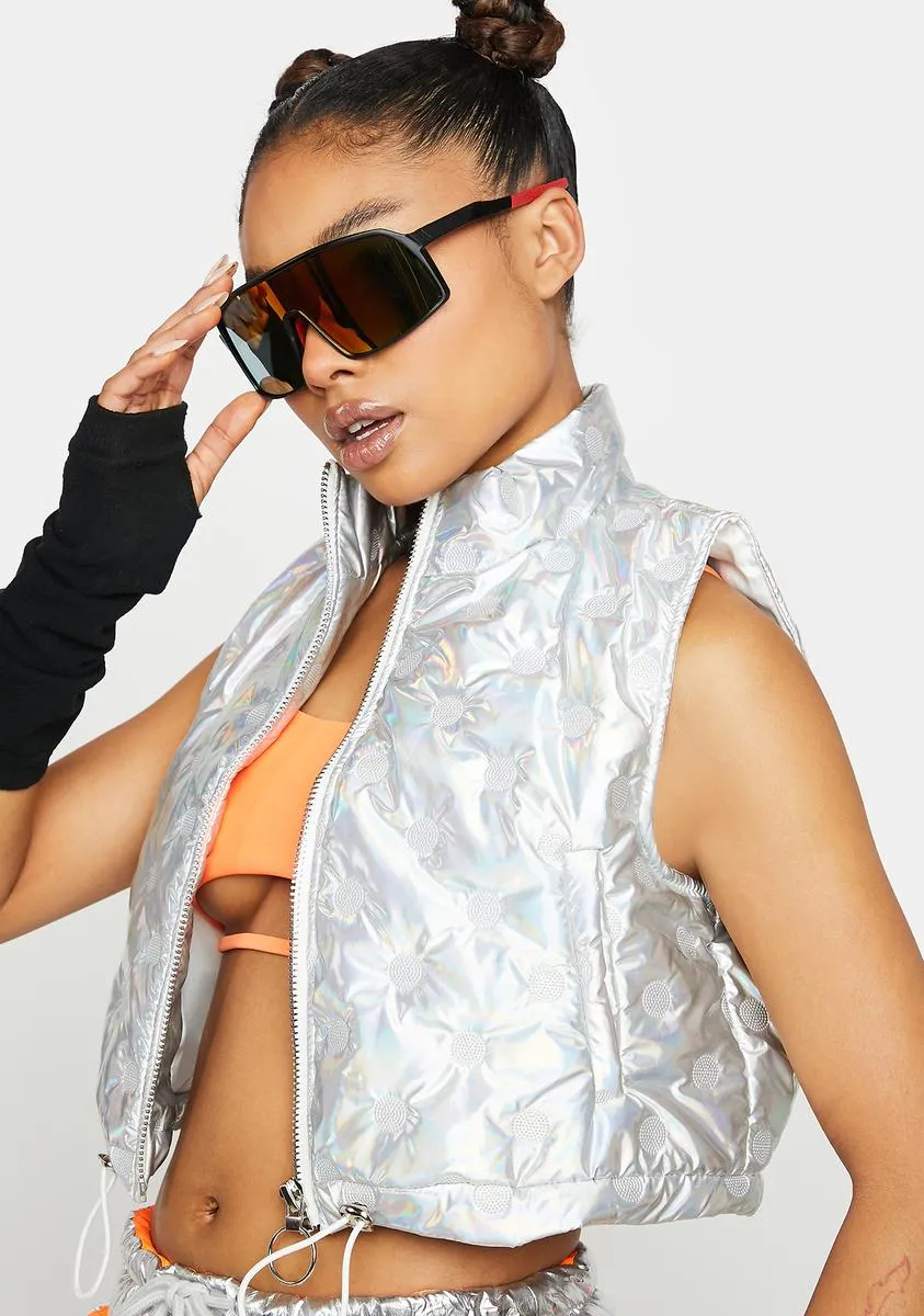 Clock It Holographic Crop Vest-