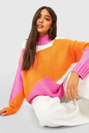 Color Block Crew Neck Knitted Sweater