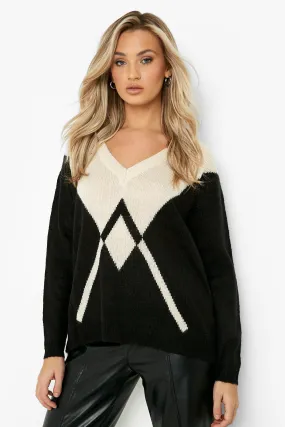 Color Block Diamond Sweater