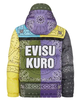Colorblock Bandana Print Down Jacket