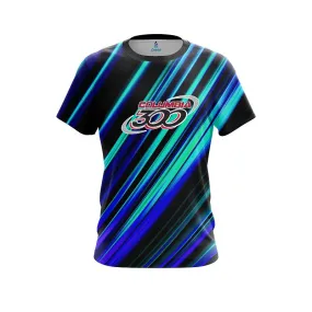 Columbia 300 Blue And Green Digital Stripe CoolWick Bowling Jersey