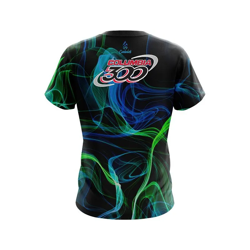 Columbia 300 Blue Green Smoke CoolWick Bowling Jersey