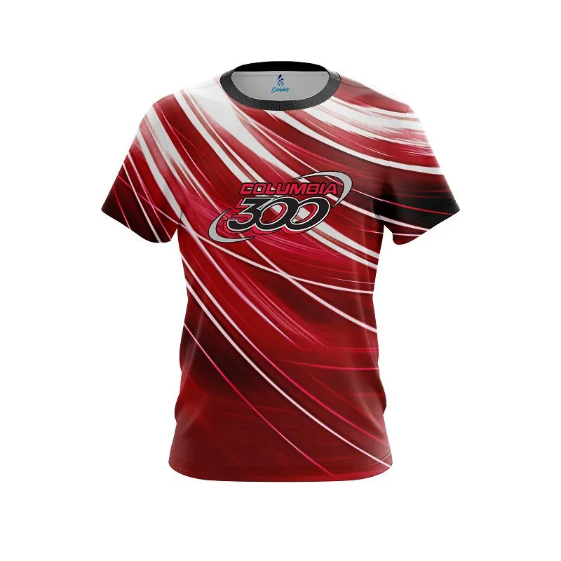 Columbia 300 Deep Red Stripes CoolWick Bowling Jersey