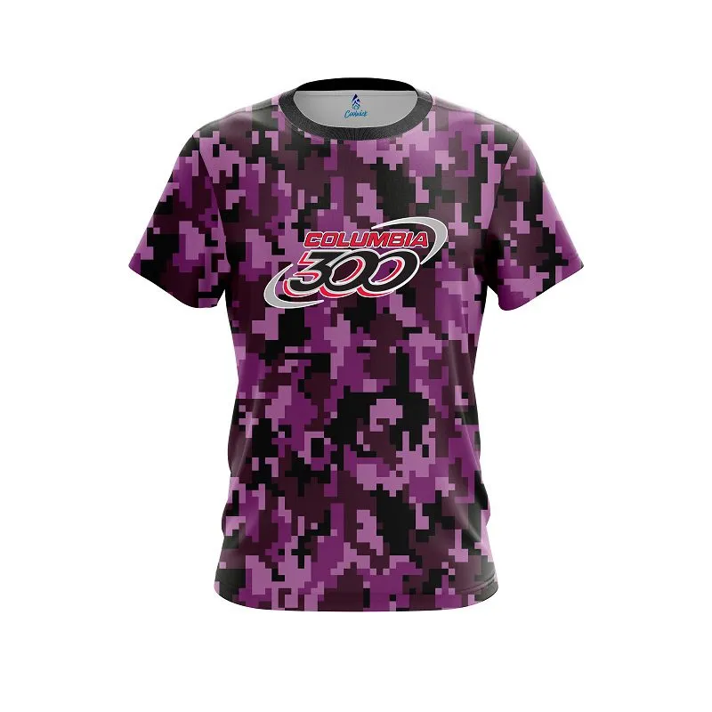 Columbia 300 Digital Camo Purple CoolWick Bowling Jersey