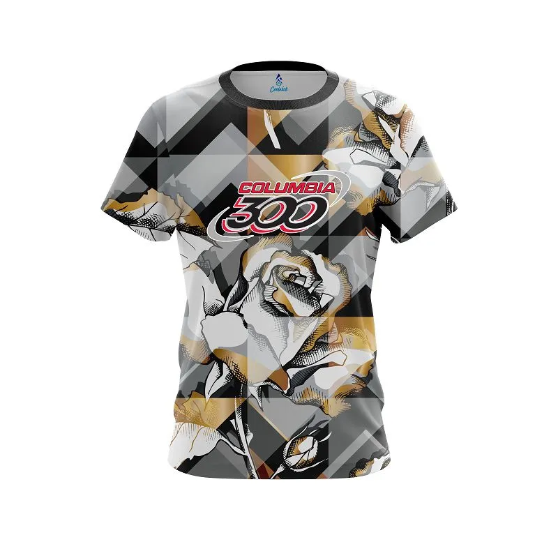 Columbia 300 Gold And Black Rose CoolWick Bowling Jersey