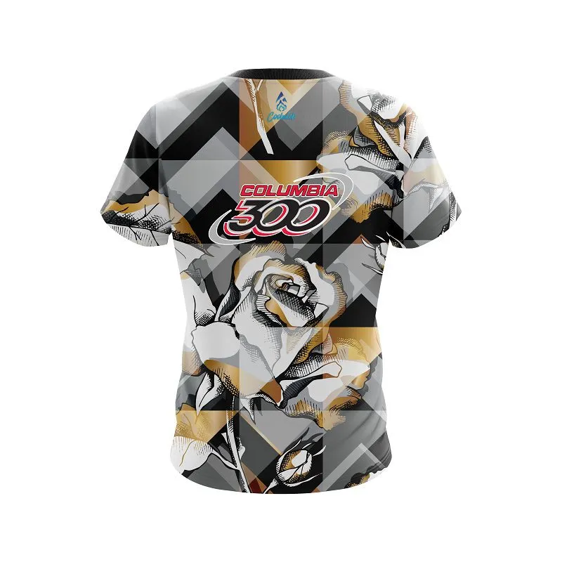 Columbia 300 Gold And Black Rose CoolWick Bowling Jersey