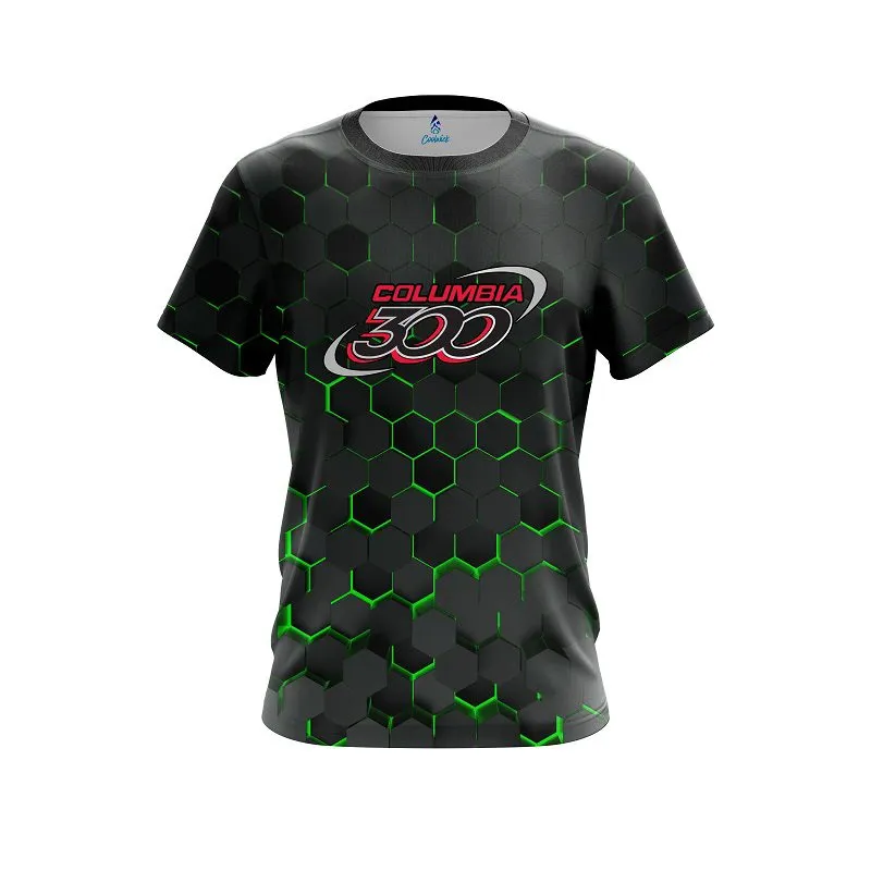 Columbia 300 Green Honeycomb Fusion CoolWick Bowling Jersey