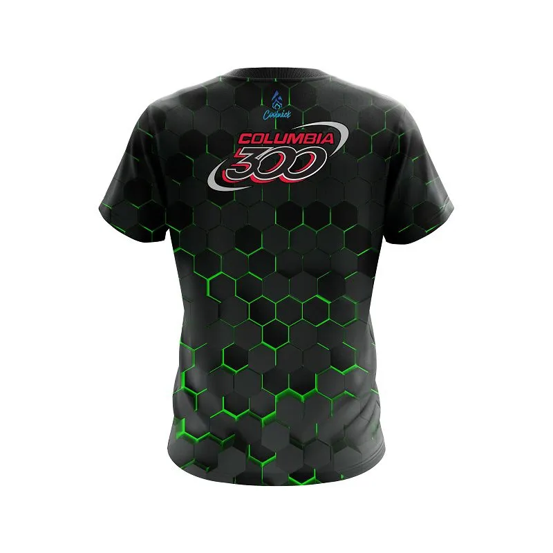 Columbia 300 Green Honeycomb Fusion CoolWick Bowling Jersey