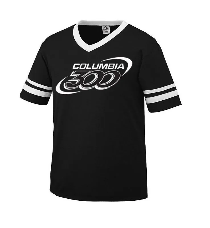 Columbia 300 Men’s Antics T-Shirt Bowling Sleeve Stripe Jersey 50/50 Black White