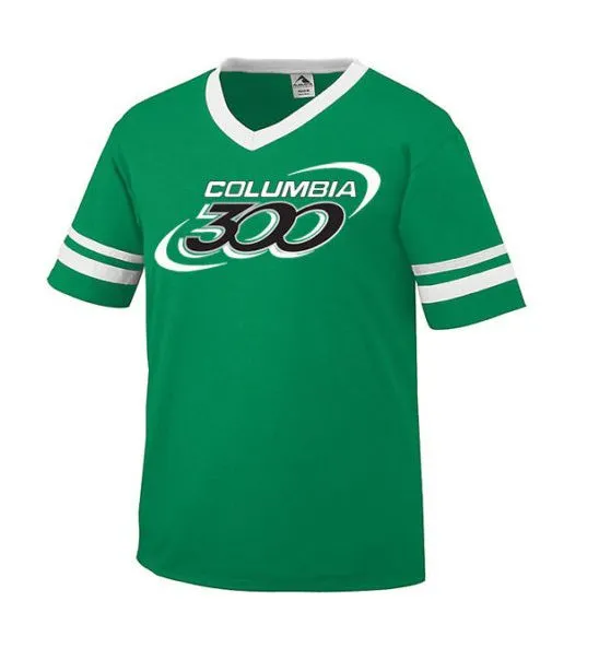 Columbia 300 Men’s Antics T-Shirt Bowling Sleeve Stripe Jersey 50/50 Green White