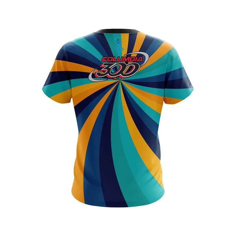 Columbia 300 Orange And Blue Color Swirl CoolWick Bowling Jersey