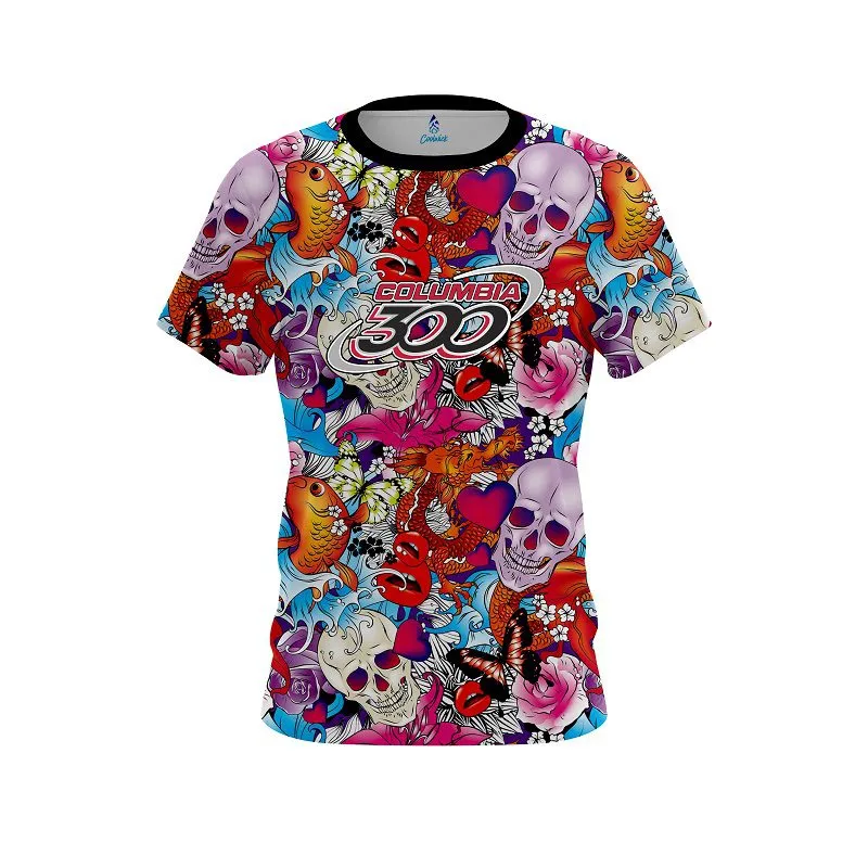 Columbia 300 Skull Love CoolWick Bowling Jersey